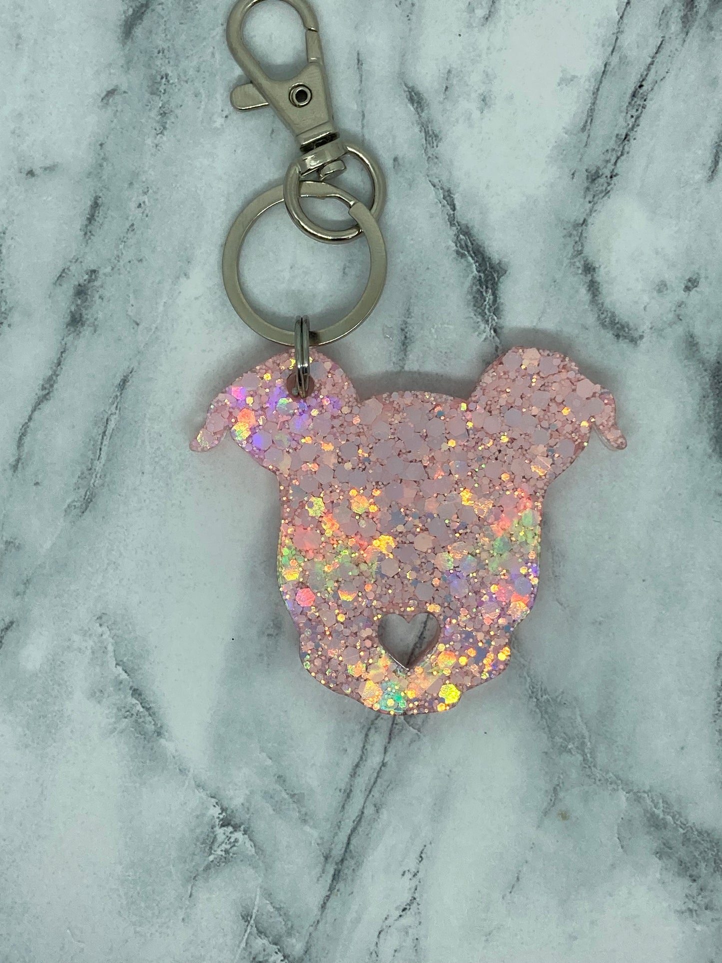Holographic Pittie Head Keychain