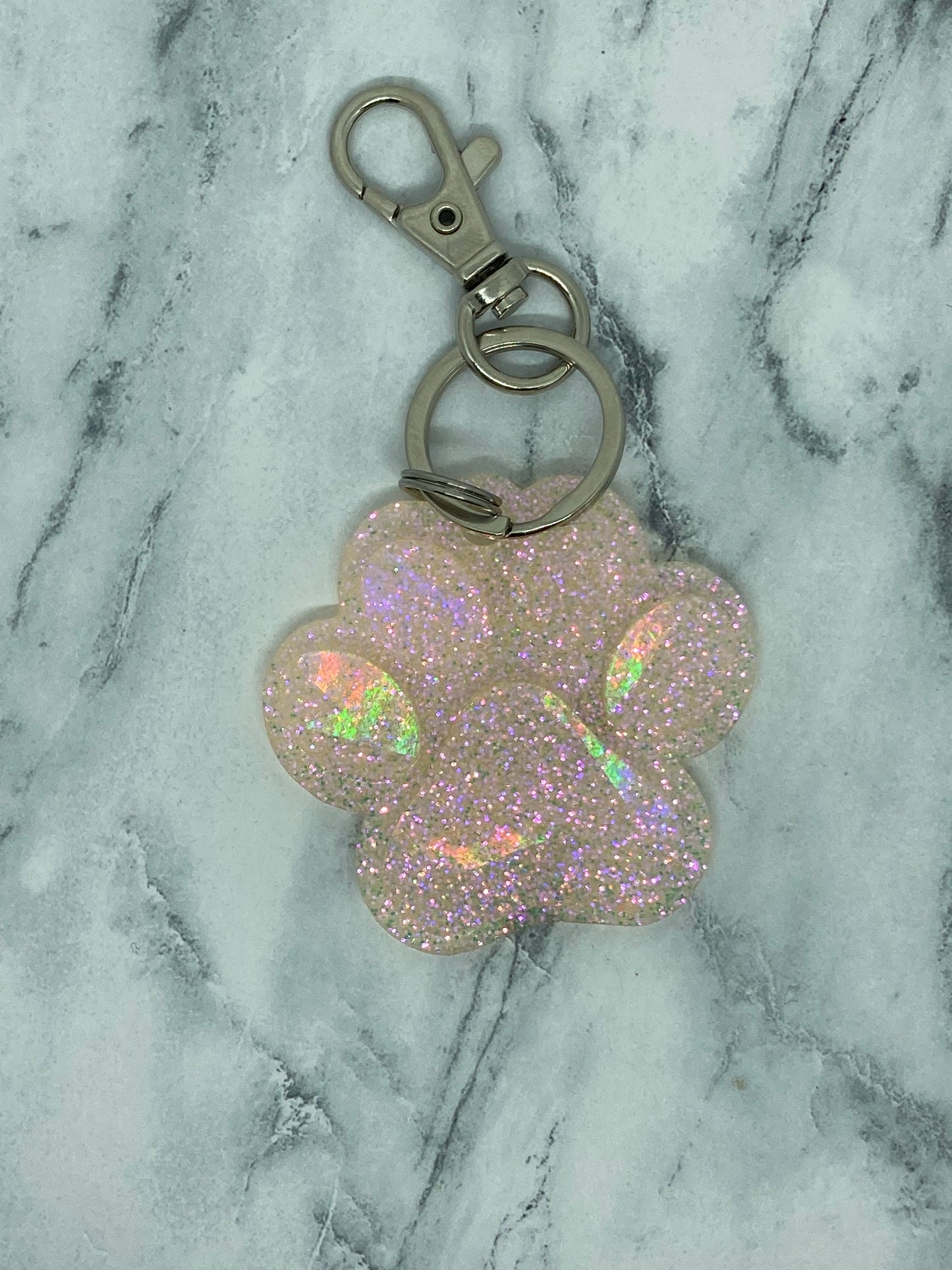 Holographic Paw Print Keychain