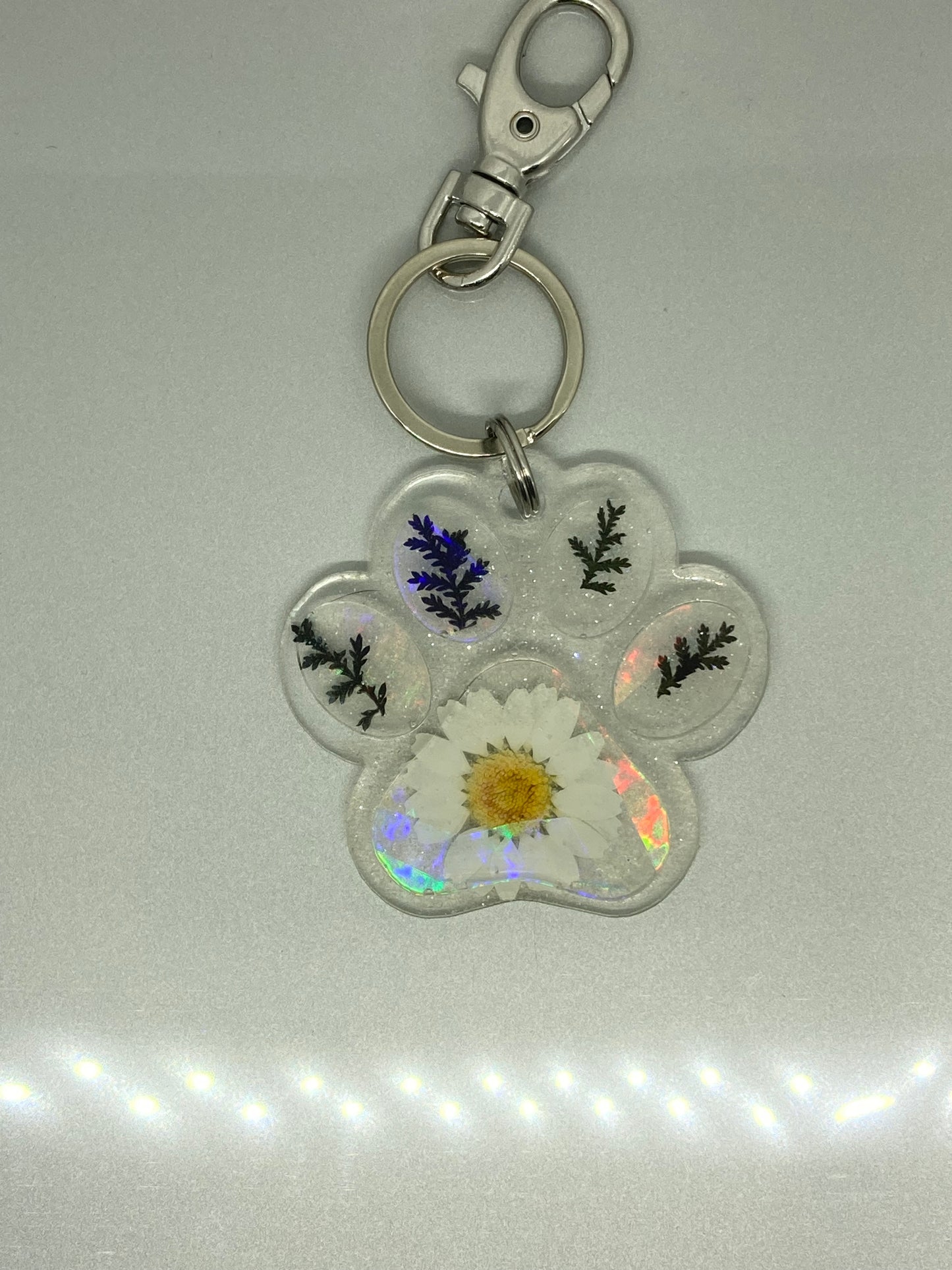 Holographic Paw Print Keychain