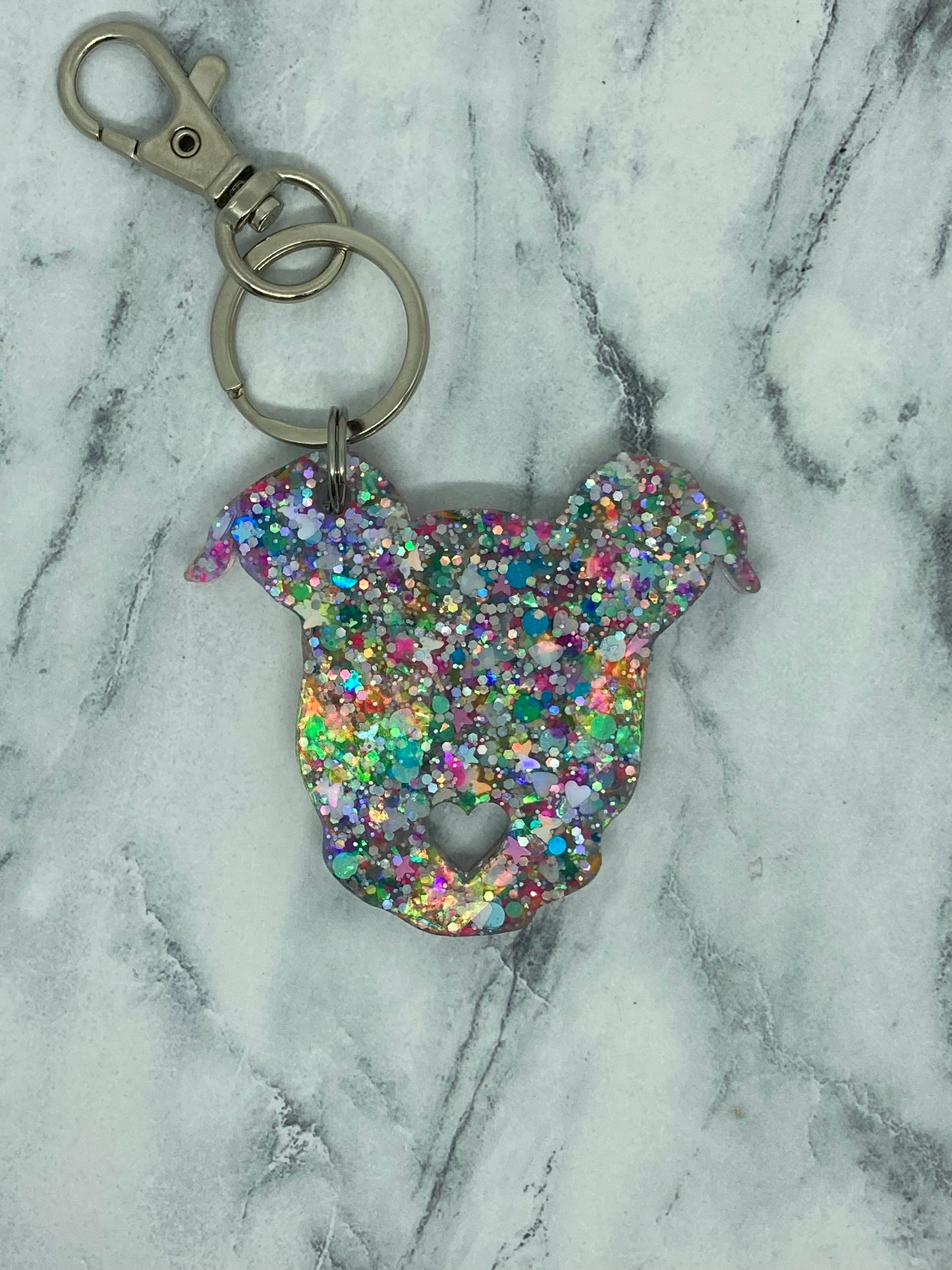 Holographic Pittie Head Keychain
