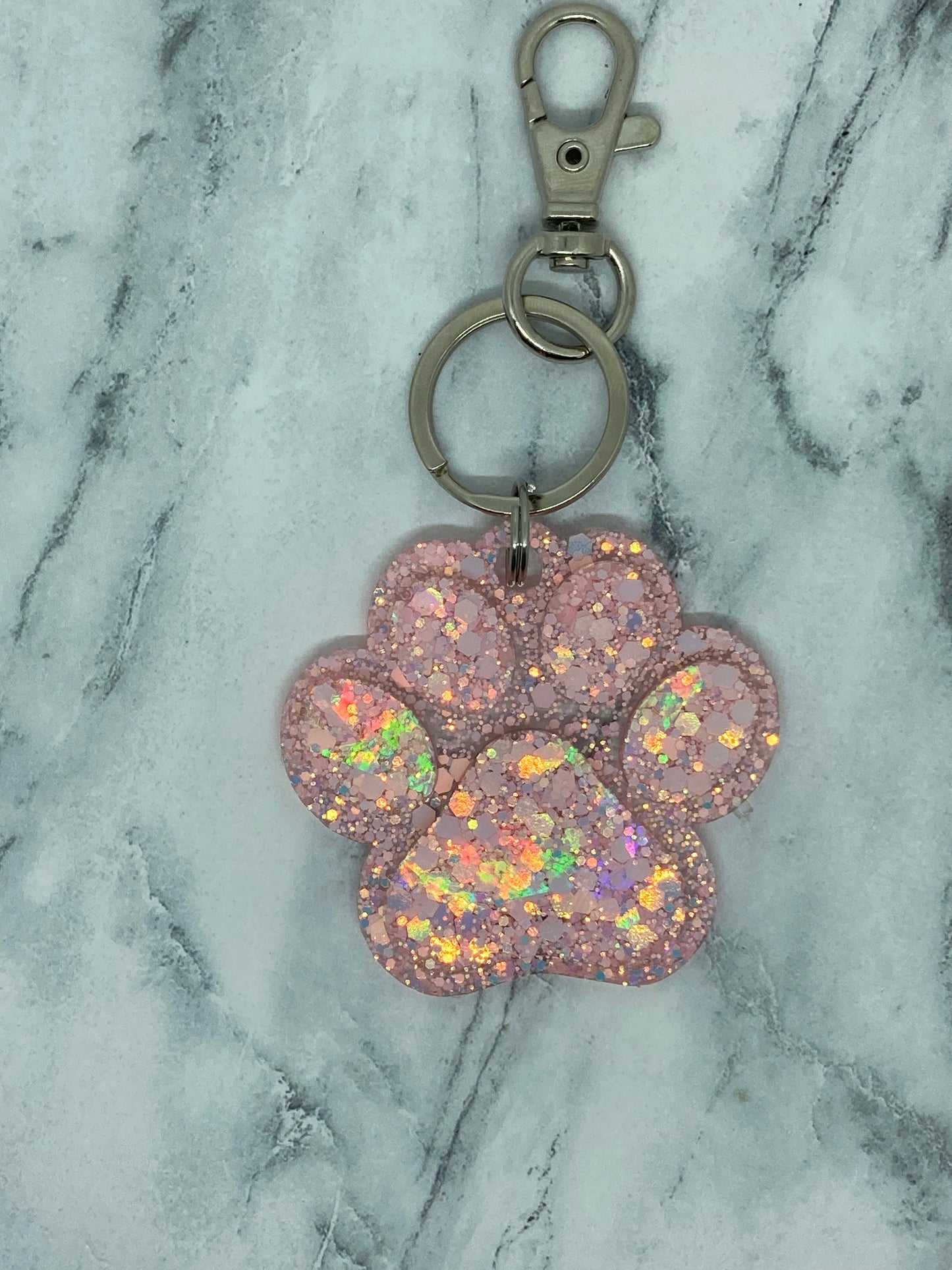 Holographic Paw Print Keychain