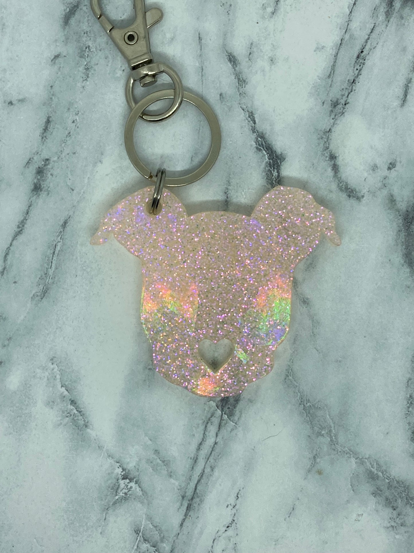 Holographic Pittie Head Keychain