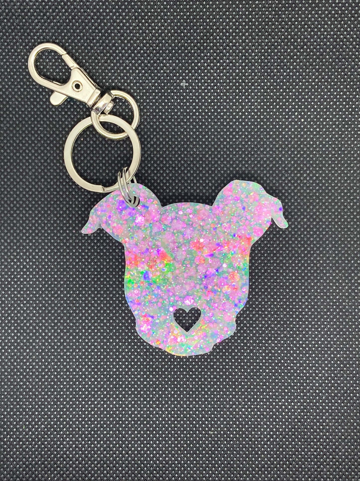 Holographic Pittie Head Keychain