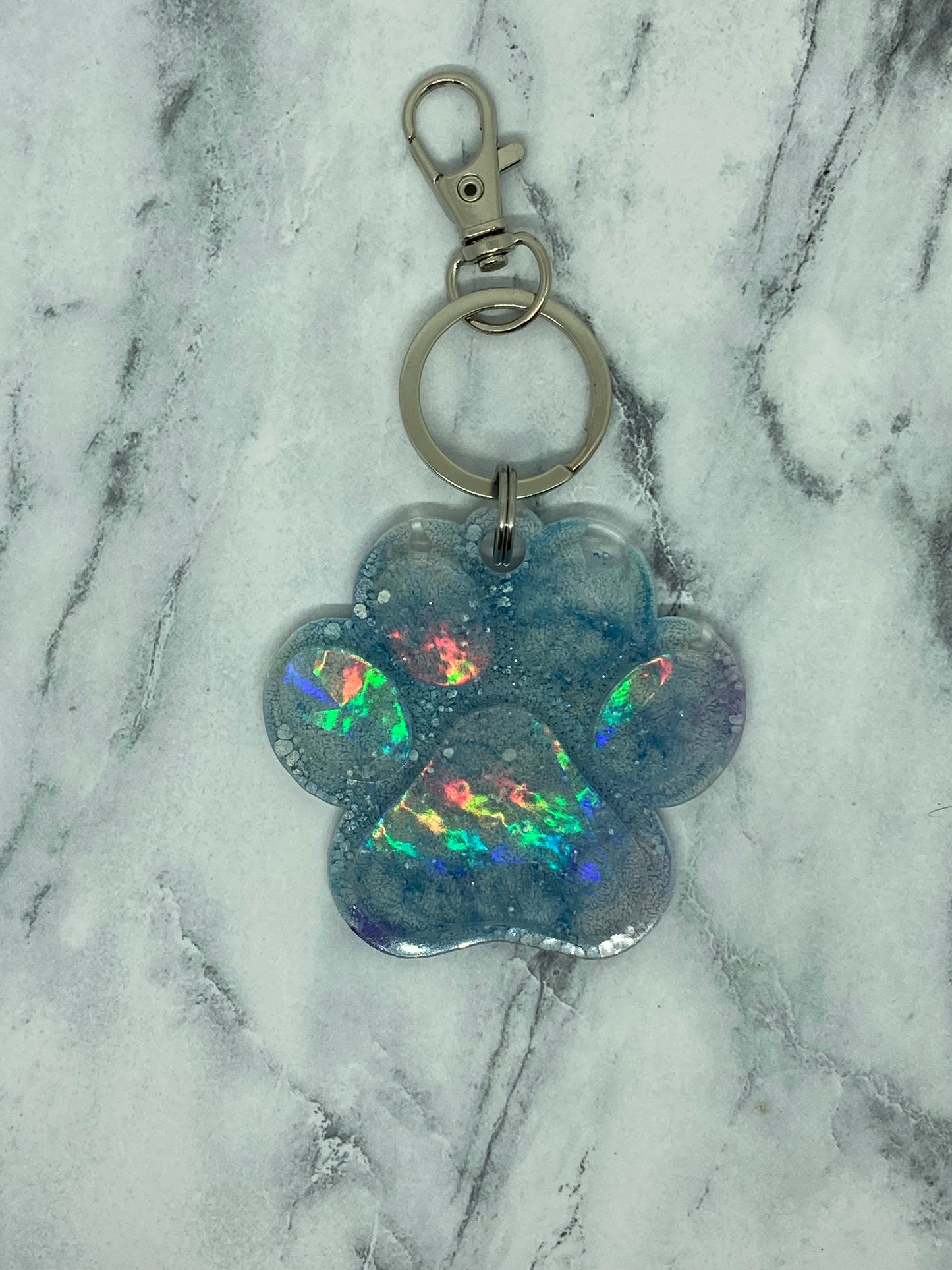 Holographic Paw Print Keychain