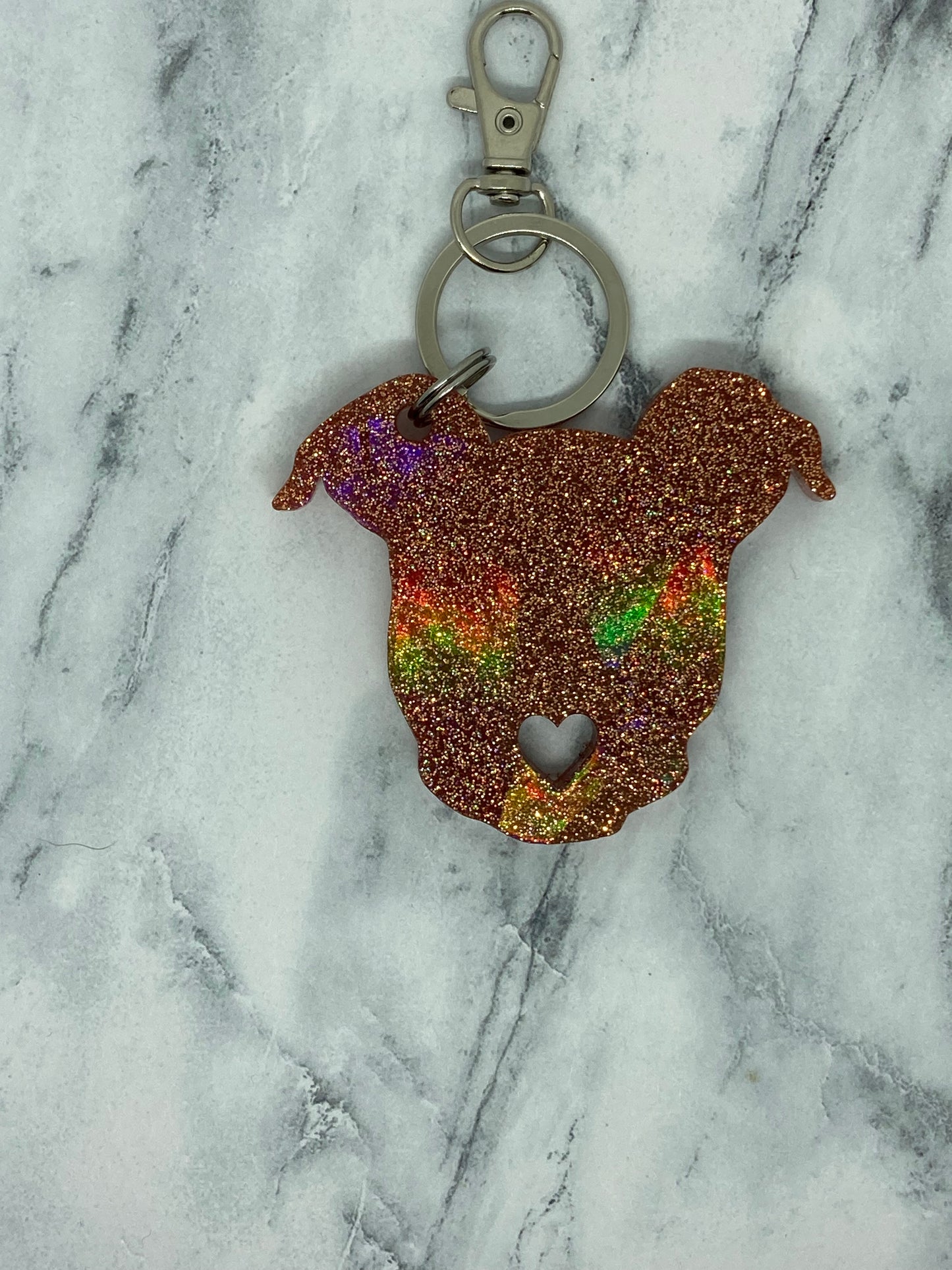 Holographic Pittie Head Keychain
