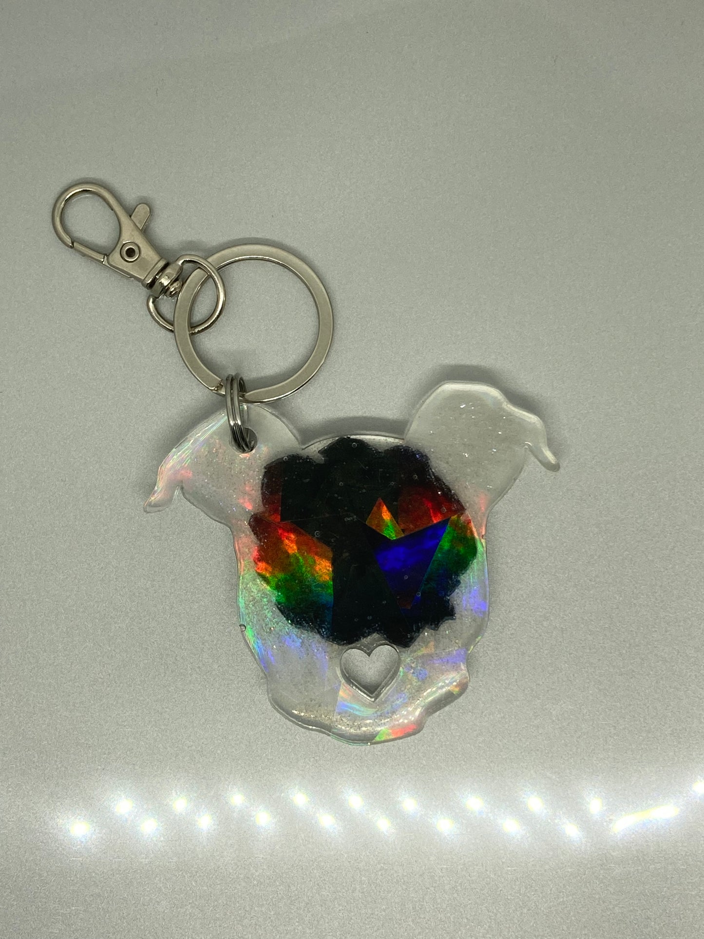 Holographic Pittie Head Keychain