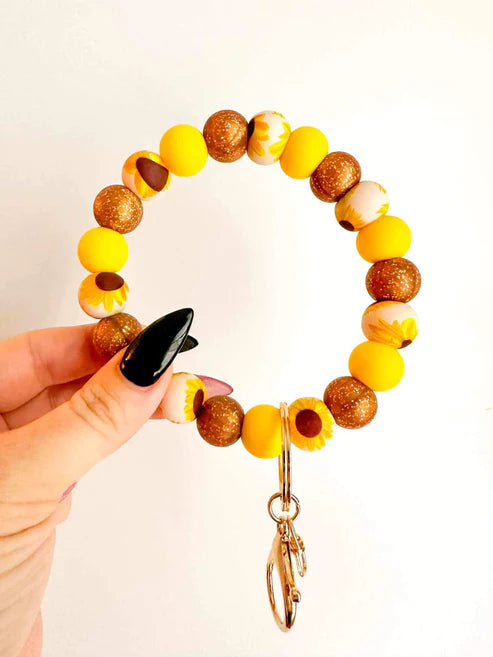 Navajo Sunflower Silicone Beaded Wristlet