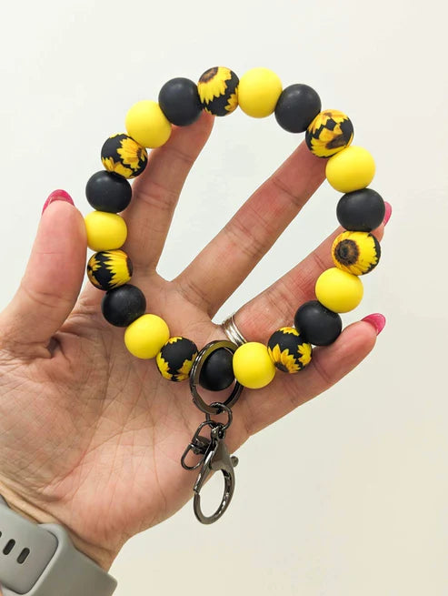 Sunflower Silicone Beaded Wristlet