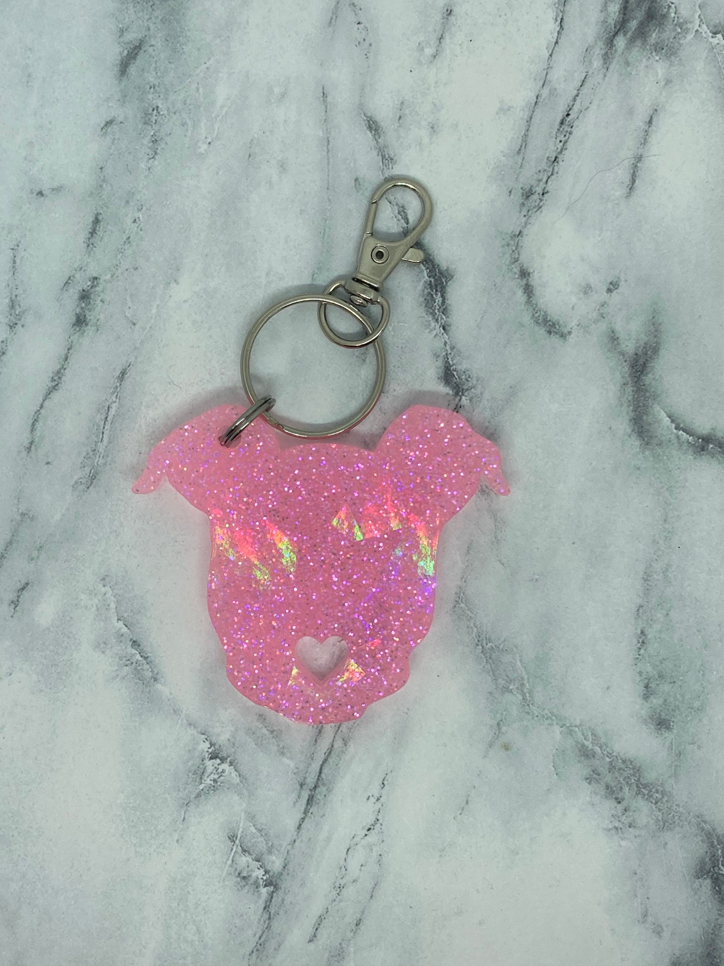 Holographic Pittie Head Keychain