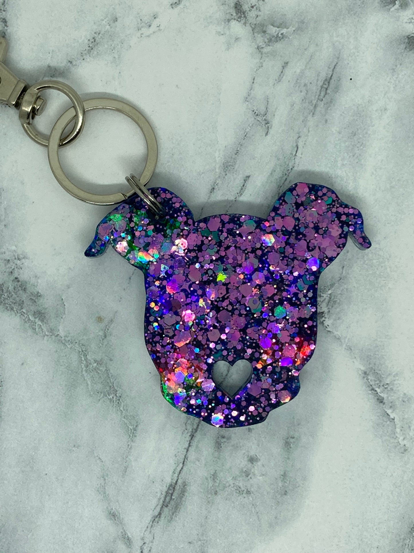 Holographic Pittie Head Keychain