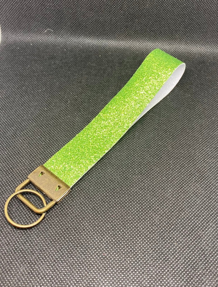 Green glitter wristlet, key fob