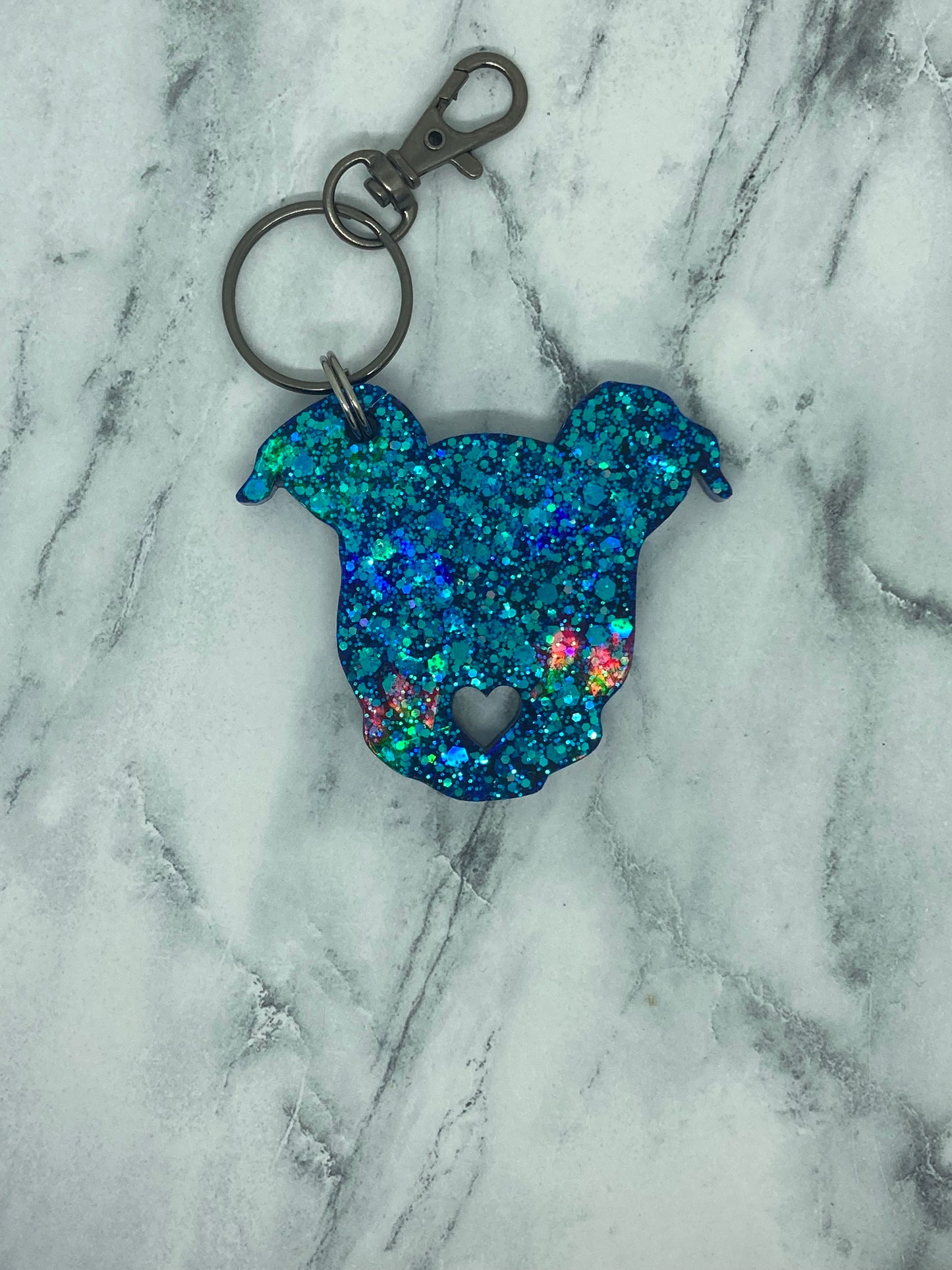 Holographic Pittie Head Keychain