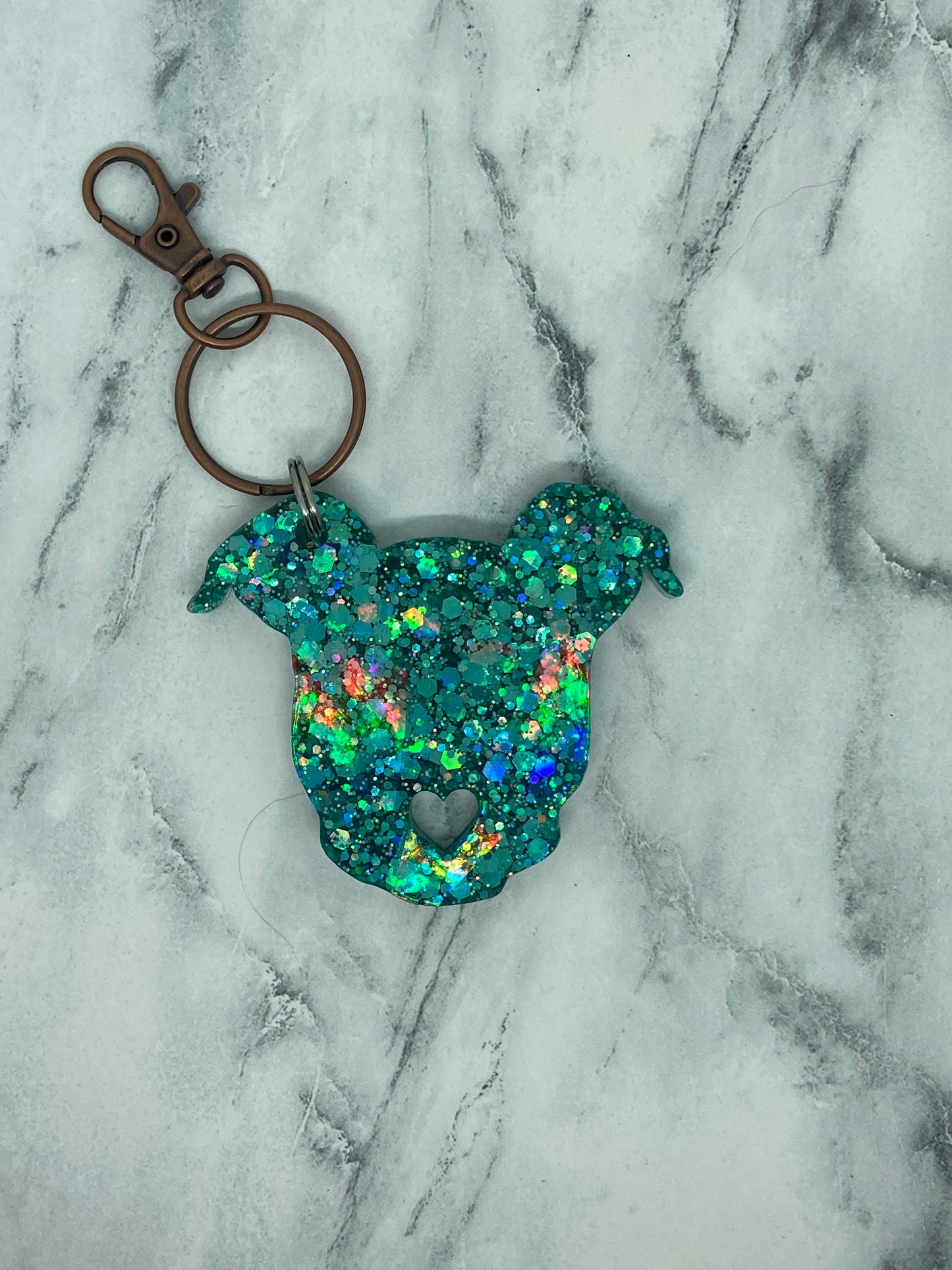 Holographic Pittie Head Keychain