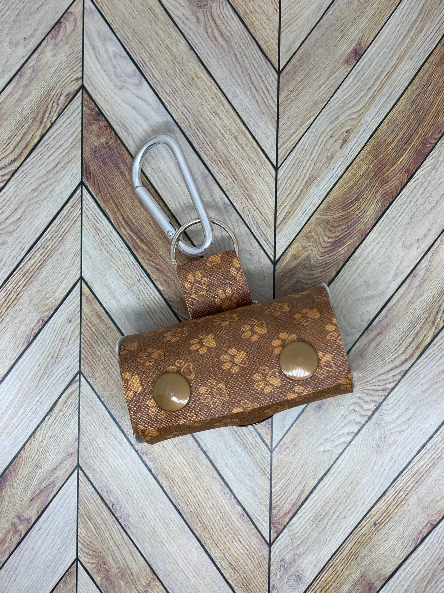 Faux leather dog bag dispenser, Pawprint Collection