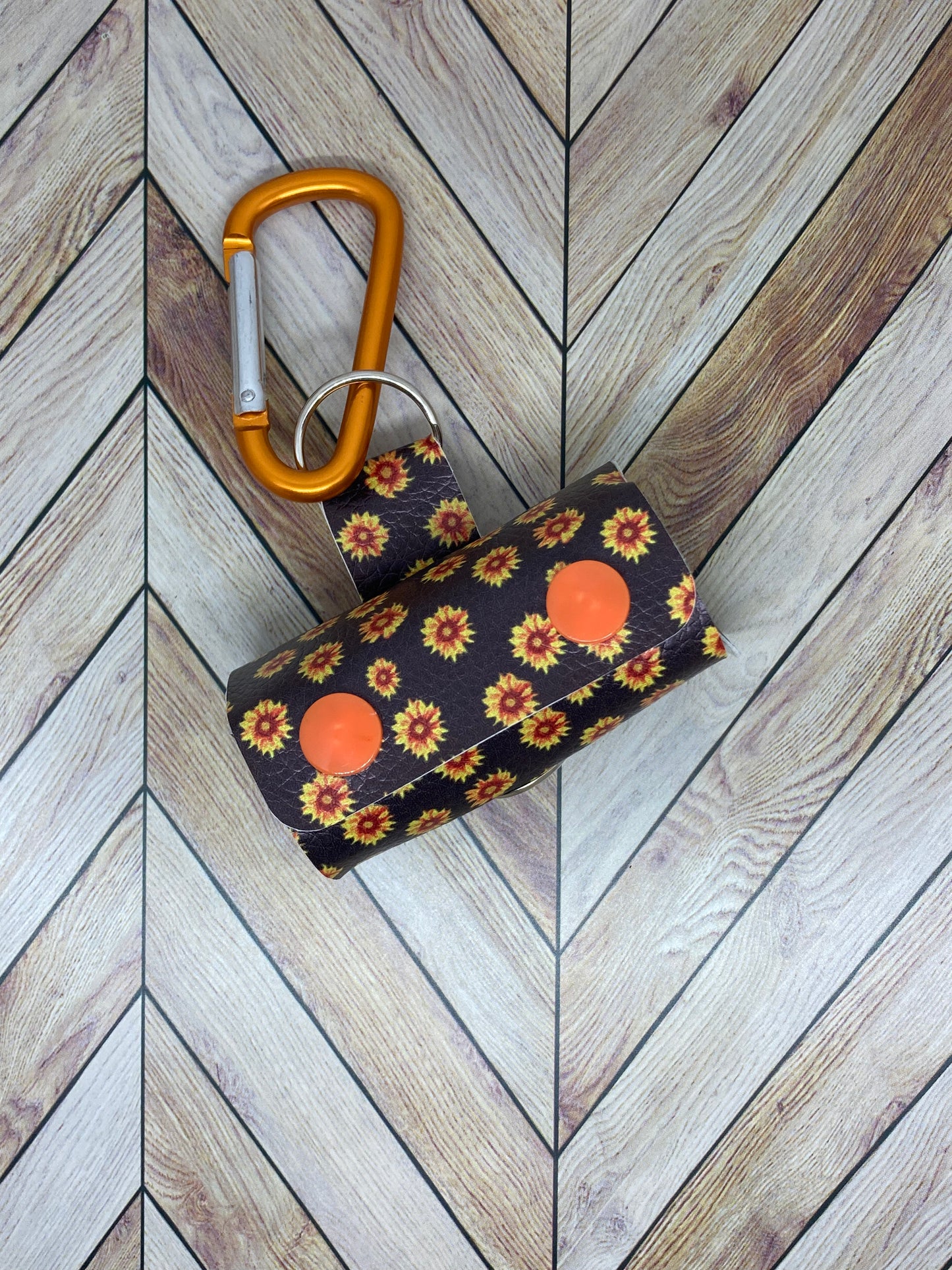 Faux leather dog bag dispenser, Sunflower Collection