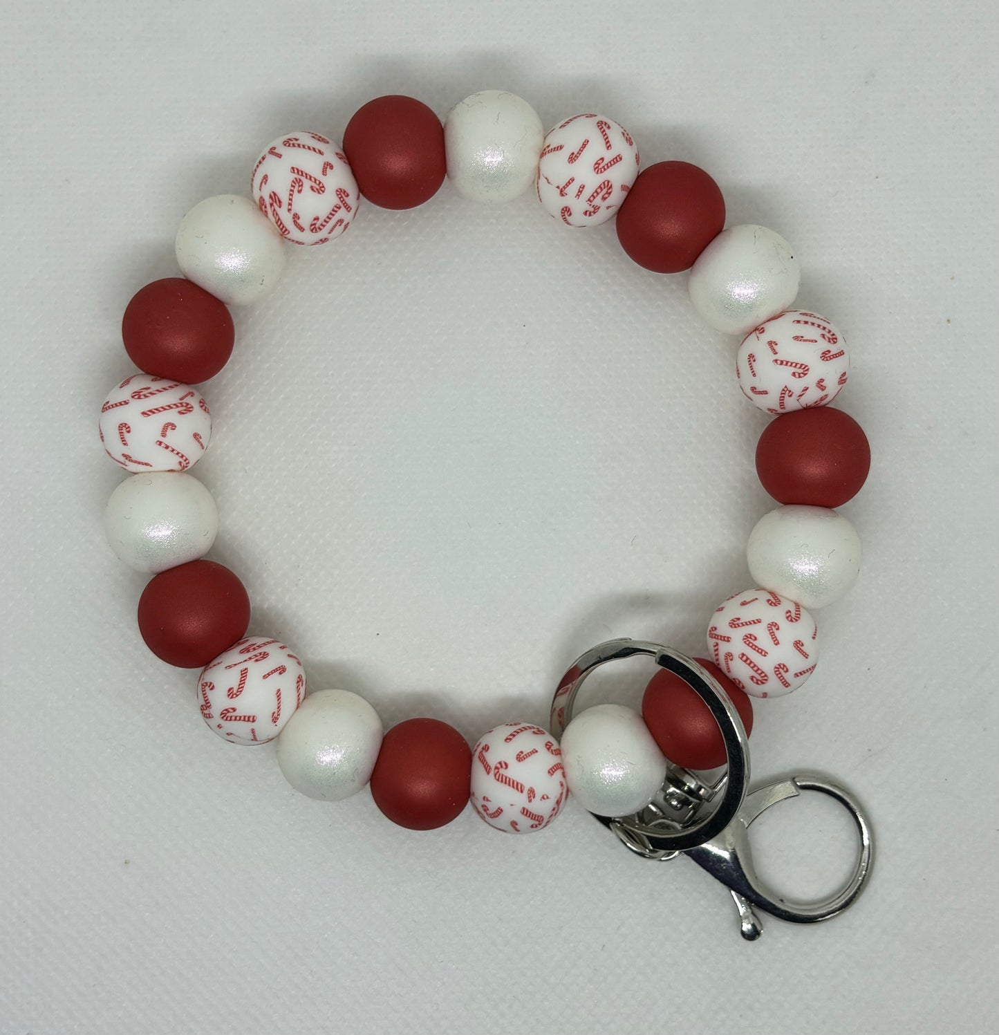 Peppermint Kiss Beaded Wristlet