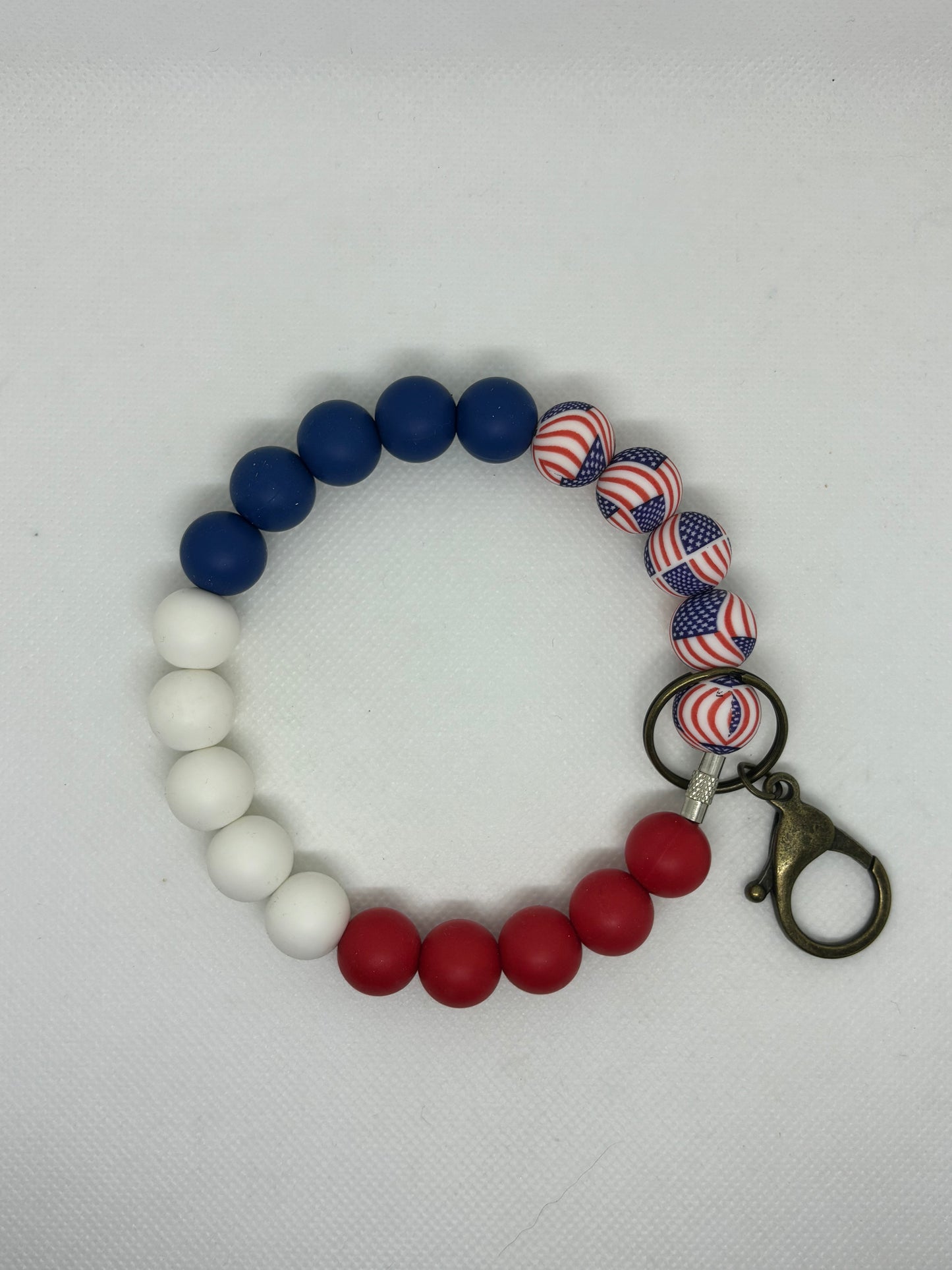 American Flag Silicone Beaded Wristlet