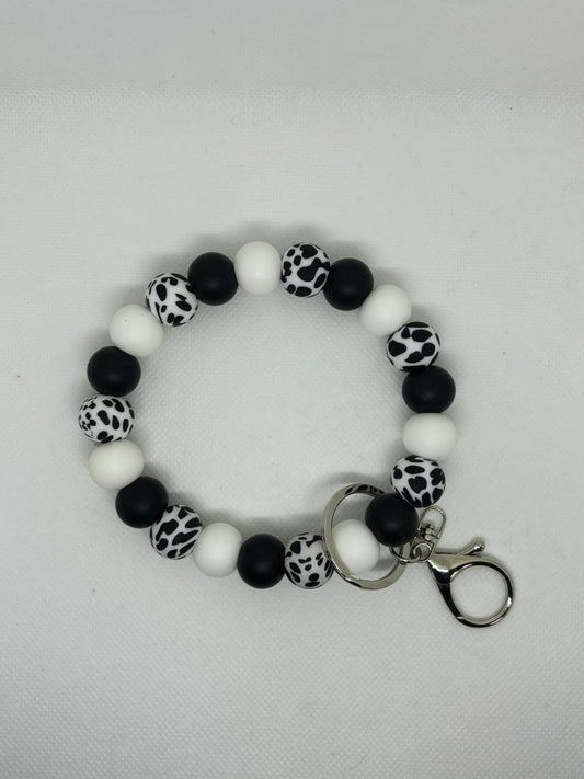 Black Cow Silicone Beaded Wristlet