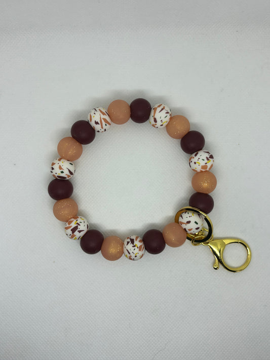 Terracotta Terrazzo Beaded Wristlet
