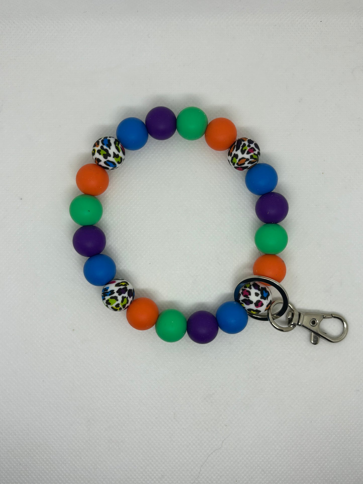 Colorful Leopard Print Beaded Wristlet