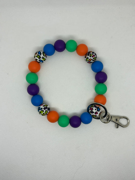 Colorful Leopard Print Beaded Wristlet