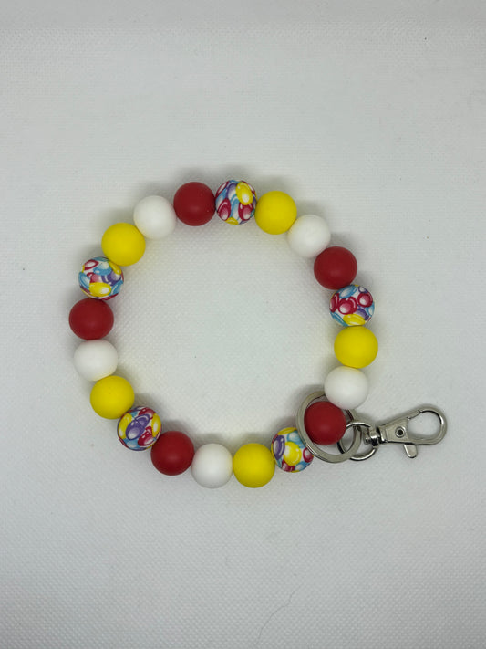 Red, White and Yellow Water Color Beaded Wristlet