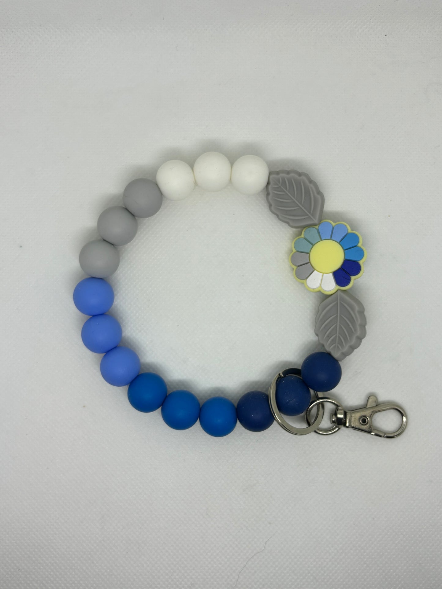 Blue Flower Silicone Beaded Wristlet
