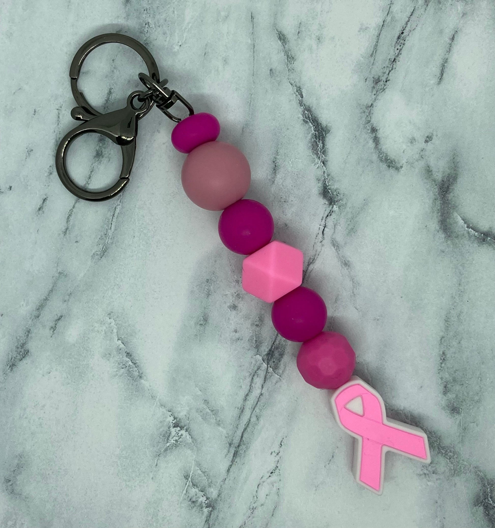 Pink Ribbon Keychain, Silicone Keychain