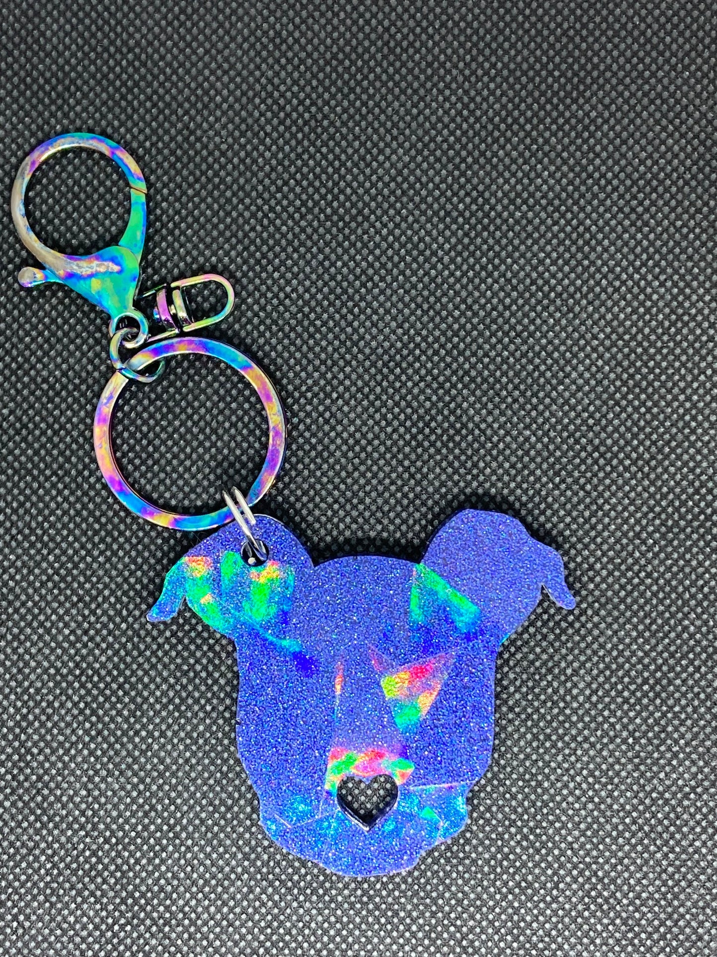Holographic Pittie Head Keychain