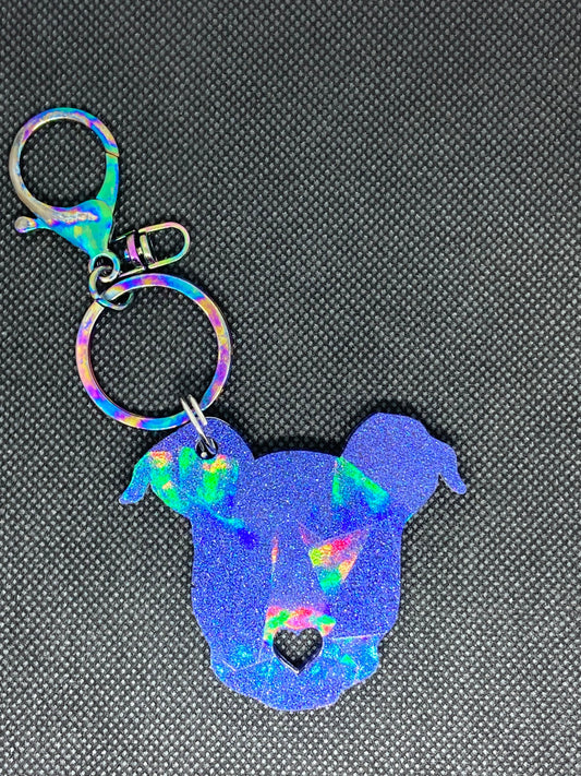 Holographic Pittie Head Keychain