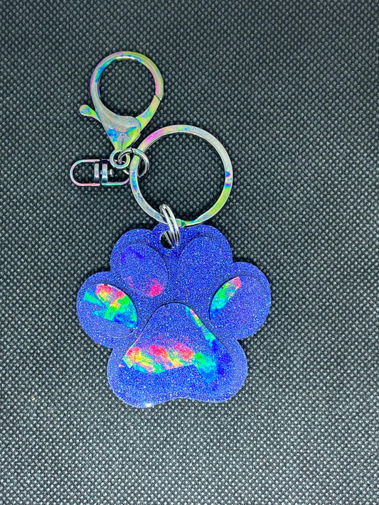 Holographic Paw Print Keychain