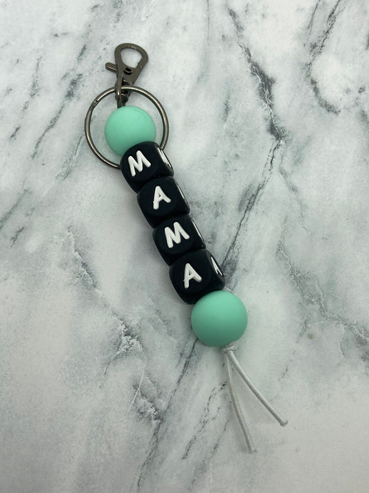 MAMA keychain, silicone beaded keychain